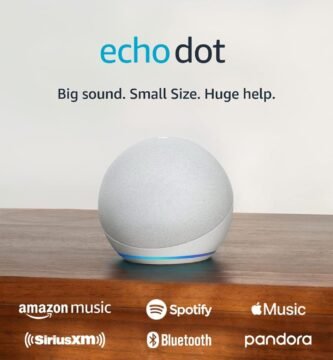 Amazon Echo Dot (newest model), With bigger vibrant sound, helpful routines and Alexa, Glacier White