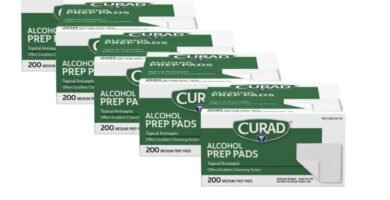 Curad Alcohol Prep Pads, 70% Alcohol, 1000 Count (5 Boxes 200 CT/EA)