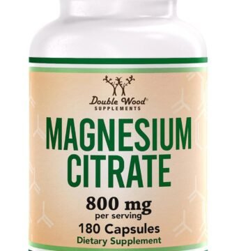 Magnesium Citrate 800mg, 180 Capsules, Digestion & Constipation Support, Vegan Safe, Non-GMO, Double Wood Supplements