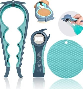 Jar Opener for Weak Hands, Seniors with Arthritis, 5 in 1 Multi Function Bottle Opener Lid Opener For Arthritic Hands with Non Slip Rubber Jar opener Gripper Pad