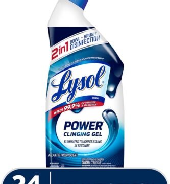 Lysol Power Toilet Bowl Cleaner Gel, For Cleaning and Disinfecting, Stain Removal, 24oz
