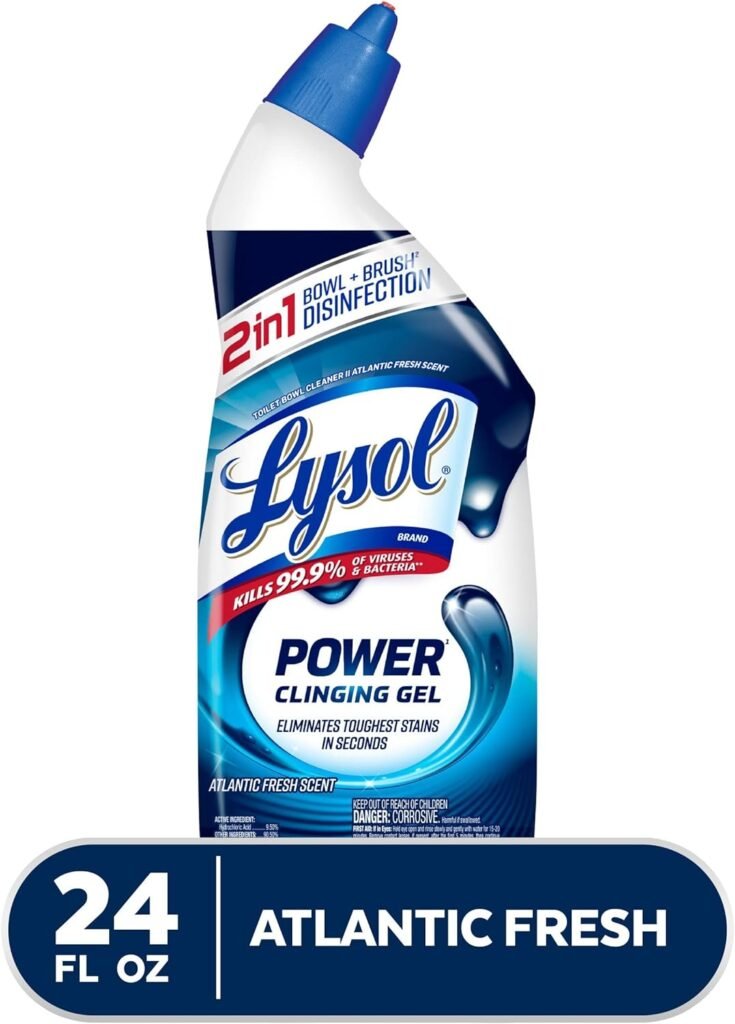 Lysol Power Toilet Bowl Cleaner Gel, For Cleaning and Disinfecting, Stain Removal, 24oz