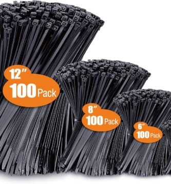 Zip Ties Assorted Sizes(4”+6”+8”+12”), 400 Pack, Black Cable Ties, UV Resistant Wire Ties by ANOSON