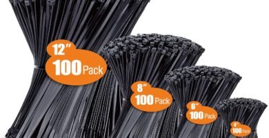 Zip Ties Assorted Sizes(4”+6”+8”+12”), 400 Pack, Black Cable Ties, UV Resistant Wire Ties by ANOSON