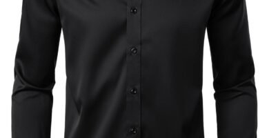 Men's Stretch Wrinkle Free Dress Shirts Formal Wedding Prom Slim Fit Long Sleeve Button Down Shirt