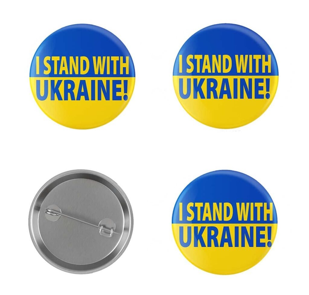 I Stand With Ukraine Pin - 3 Pack | 1 in I Stand With Ukraine Button | I Stand With Ukrainian Pin Lapel |1" Ukraine Trident Pin Button…