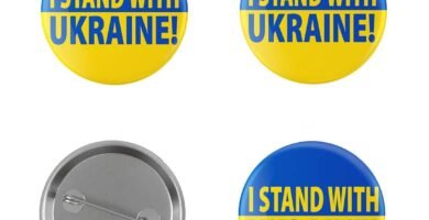 I Stand With Ukraine Pin - 3 Pack | 1 in I Stand With Ukraine Button | I Stand With Ukrainian Pin Lapel |1" Ukraine Trident Pin Button…