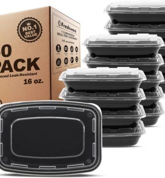 Freshware Meal Prep Containers [50 Pack] 1 Compartment Food Storage Containers with Lids, Bento Box, BPA Free, Stackable, Microwave/Dishwasher/Freezer Safe (16 oz)