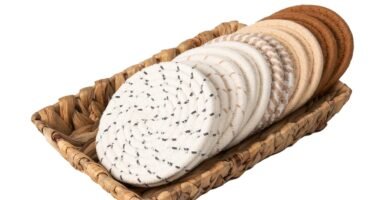 Coasters for Drinks & Water Hyacinth Storage Basket Set- 6 Styles 12 Pcs Boho Absorbent Coasters for Coffee Table, Large Hand Woven Wicker Basket for Home Decor