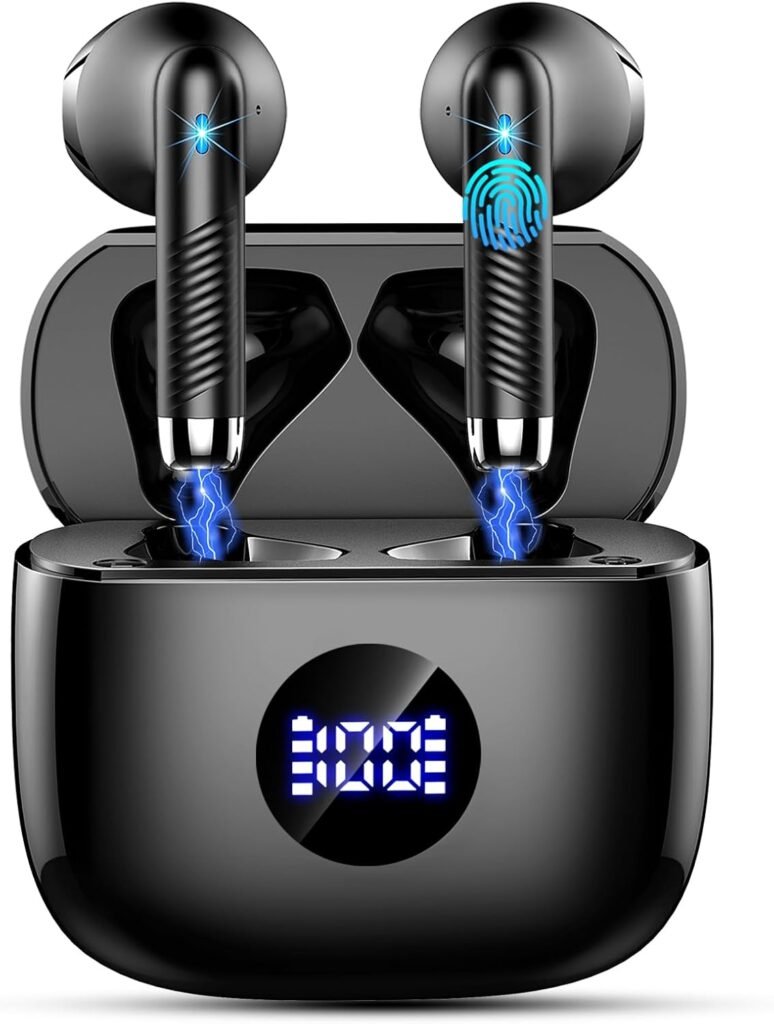 Wireless Earbuds, Bluetooth 5.4 Headphones HiFi Stereo, in Ear Earphones with 4 ENC Noise Cancelling Mics, 40H Playback Ear Buds with Mini Case, IP7 Waterproof Headset with LED Display, USB C Charging