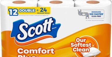 Scott ComfortPlus Toilet Paper, 12 Double Rolls, 231 Sheets per Roll, Septic-Safe, 1-Ply Toilet Tissue