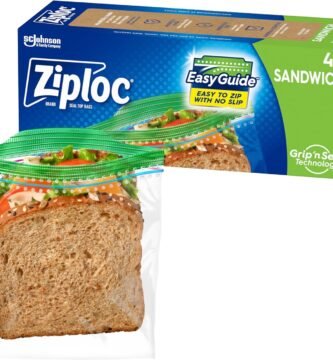 Ziploc Sandwich and Snack Bags with EasyGuide Texture, Plastic Storage Bags with Grip 'n Seal Technology, 40 Bags Total