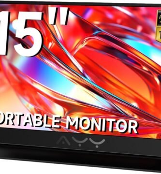 AYY Portable Monitor for Laptop 15 Inch, FHD 1080P USB-C HDMI Travel Monitor External for Computer, Second Display HDR IPS Gaming Extender for PC MAC Phone PS4/5 Xbox Switch, Built-in Speakers