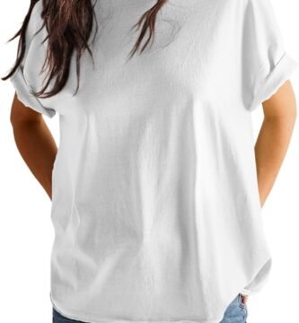 EVALESS Womens Fashion Summer Tops 2025 Crewneck Short Sleeve T Shirts