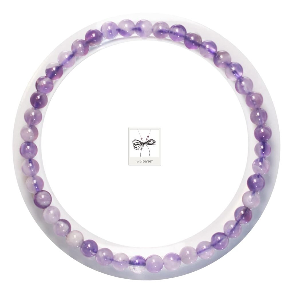 Purple Amethyst Bracelet for Men Women Healing Anxiety Relief Beaded Bracelet Handmade Natural Crystal Stretch Jewelry with DIY Kit - BANANE LAB - Essence Collection - Size 4MM
