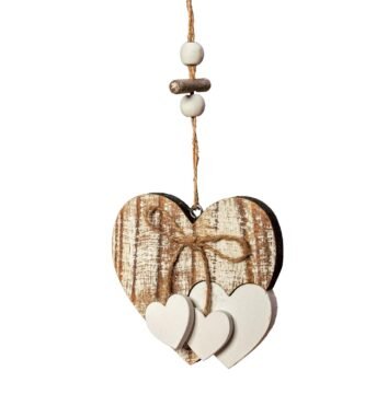 Sun&Beam Heart-shaped Wooden Decorative Hanging Handmade Hearts Ornaments for Wedding Party Valentine Christmas Home Decoration Car Décor (D-#1, 1Pcs)