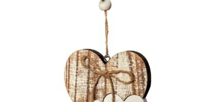 Sun&Beam Heart-shaped Wooden Decorative Hanging Handmade Hearts Ornaments for Wedding Party Valentine Christmas Home Decoration Car Décor (D-#1, 1Pcs)