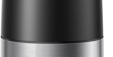 Sangcon Gravity Electric Pepper and Salt Grinder Mill Automatic Shaker Grinder with LED Light, Battery Powered Adjustable Coarseness One Hand Operation, Upgraded Larger Capacity, 1pc