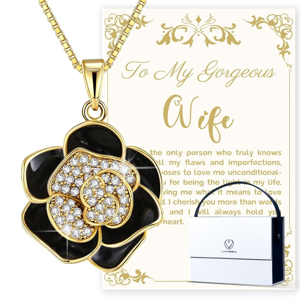 Gifts for Wife, Anniversary Gifts for Wife from Husband, Wife Birthday Gift Ideas, 18K Gold Flower Pendant Necklace for Women | Romantic Gift for Her | Best Jewelry Presents for Christmas/Valentine
