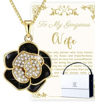 Gifts for Wife, Anniversary Gifts for Wife from Husband, Wife Birthday Gift Ideas, 18K Gold Flower Pendant Necklace for Women | Romantic Gift for Her | Best Jewelry Presents for Christmas/Valentine