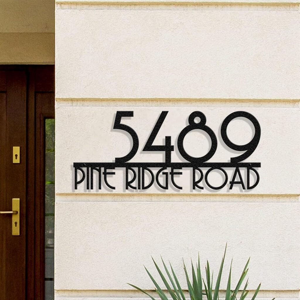 Personalized Metal House Number Sign for Outside Modern - Custom Outdoor Address Number Plaque Street Name Sign House Letter Sign - Wall Art Decor - Unique Handmade New Home Gift Housewarming Gift