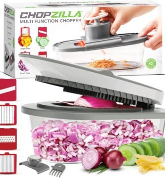 Vegetable Chopper, Mandoline Slicer with 4 Blades & Scraper, ALL in 1 Sharp Veggie Chopper, French Fry Cutter, Onion, Fruit, Salad, Potato, Kitchen Gadgets Essentials As Seen on TV Products