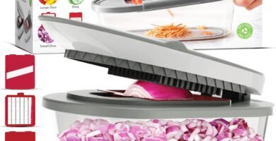 Vegetable Chopper, Mandoline Slicer with 4 Blades & Scraper, ALL in 1 Sharp Veggie Chopper, French Fry Cutter, Onion, Fruit, Salad, Potato, Kitchen Gadgets Essentials As Seen on TV Products