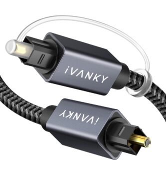 IVANKY Optical Audio Cable 10ft/3M Long Digital Audio Optical Cable for Soundbar, S/PDIF Toslink Fiber Optic Cord [Braided, Gold-Plated Connectors, CL3 Rated] for TV, Home Cinema, Xbox/PS4, Sonos