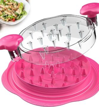 Chicken Shredder Large Chicken Breast Shredder Tool Twist with Brush&Fork, Visible Meat Shredder Machine, Anti-Slip Strip, Ergonomic Handle, BPA Free, Pork Beef Chicken(Hot Pink)