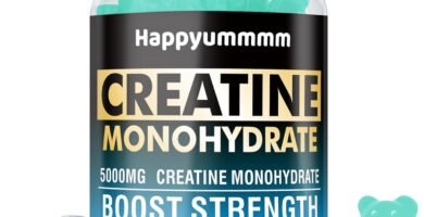 Creatine Monohydrate Gummies 5000mg for Men & Women, Chewables Creatine Monohydrate for Muscle Strength, Muscle Builder, Energy Boost, Pre-Workout Supplement(90 Count)-Blueberry
