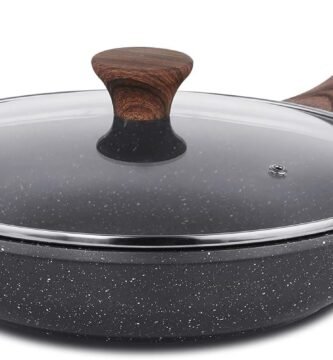 SENSARTE Nonstick Frying Pan Skillet with Lid, Omelet Pan with Cover, Healthy Egg Pan Chef's Pan, Kitchen Cooking Pan, PFOA Free (8inch + Glass Lid)