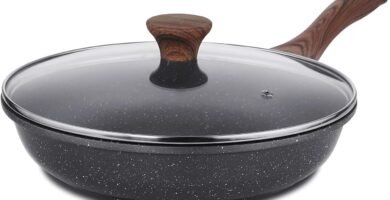 SENSARTE Nonstick Frying Pan Skillet with Lid, Omelet Pan with Cover, Healthy Egg Pan Chef's Pan, Kitchen Cooking Pan, PFOA Free (8inch + Glass Lid)