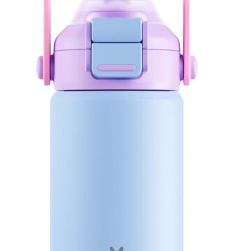 Meoky Kids Water Bottle for School: 14 oz Insulated Water Bottle with Straw and Spout Lid - 100% Leakproof Stainless Steel Water Bottle BPA-Free for Travel Sports - Toddlers Girls, Bluebell