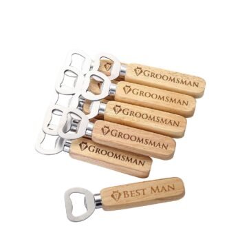 Pongs Set of 10 Wooden Bottle Opener Cap Opener, Groomsmen Gift, Best Man Gift, Wedding Gift, Wedding Favors (9 Groomsman and 1 Best Man)