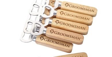 Pongs Set of 10 Wooden Bottle Opener Cap Opener, Groomsmen Gift, Best Man Gift, Wedding Gift, Wedding Favors (9 Groomsman and 1 Best Man)