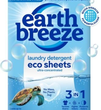 Earth Breeze Laundry Detergent Sheets Fragrance-Free - 60 Loads Eco Liquidless Soap - Travel-Friendly for Hot & Cold Cycles, Tackles Tough Stains & Odors - Gentle on Sensitive Skin, 30 Ct