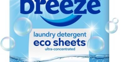 Earth Breeze Laundry Detergent Sheets Fragrance-Free - 60 Loads Eco Liquidless Soap - Travel-Friendly for Hot & Cold Cycles, Tackles Tough Stains & Odors - Gentle on Sensitive Skin, 30 Ct