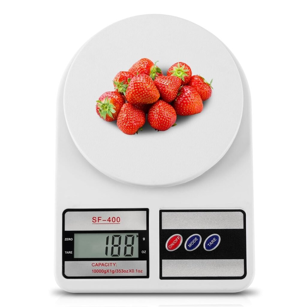 Digital Kitchen Scale 22lb/10kg Capacity, Stainless Steel Food Scale with oz/g Units | Rechargeable USB-C & Battery Power | Ideal for Meal Prep, Cooking, Baking