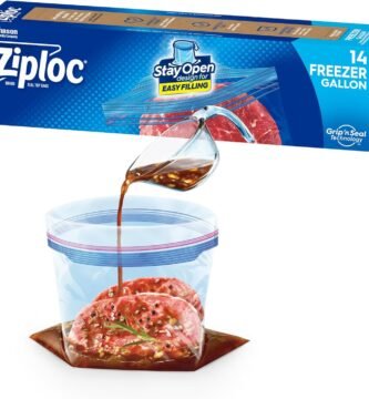 Ziploc Gallon Food Storage Freezer Bags, New Stay Open Design with Stand-Up Bottom, Easy to Fill, 14 Count
