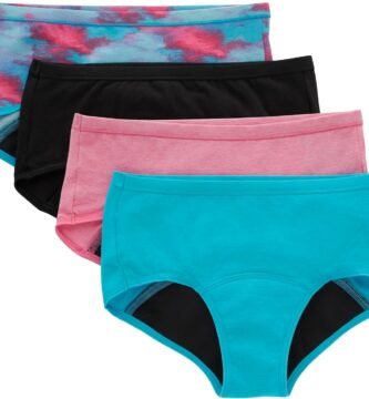 Hanes Girls' Comfort, Period. Boys'hort & Hipster Period Underwear, Moderate Protection, Multi-Pack