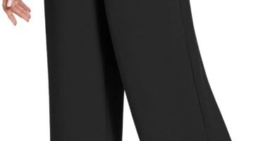 Anyhold Womens Capri Pants Loose High Waisted Wide Leg Lounge Pants Drawstring Casual Palazzo Trousers with Pockets