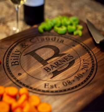 Custom Wedding gifts or Anniversary Gifts – Personalized Cutting Board with Names & Dates, Available in Multiple Sizes (SM-XL) – Handmade in the USA (Includes Coasters, Display Stands & Gift Wrap)