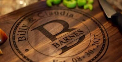 Custom Wedding gifts or Anniversary Gifts – Personalized Cutting Board with Names & Dates, Available in Multiple Sizes (SM-XL) – Handmade in the USA (Includes Coasters, Display Stands & Gift Wrap)