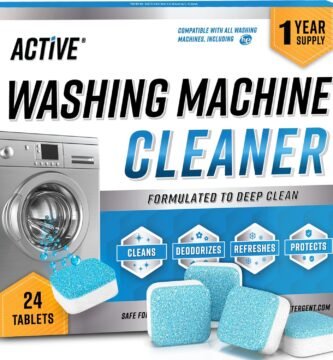 Washing Machine Cleaner Descaler 24 Pack - Deep Cleaning Tablets For HE Front Loader & Top Load Washer, Septic Safe Eco-Friendly Deodorizer, Clean Inside Drum and Laundry Tub Seal - 12 Month Supply