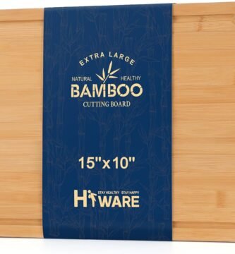 Hiware Bamboo Cutting Board for Kitchen, Heavy Duty Wood Cutting Board with Juice Groove, 100% Organic Bamboo, Pre Oiled, 15" x 10"