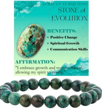African Turquoise - Evolution - 8mm Beaded Bracelets for Women Handmade Semi Precious Natural Stone Stretch Elastic Jewelry Yoga Protection Gifts
