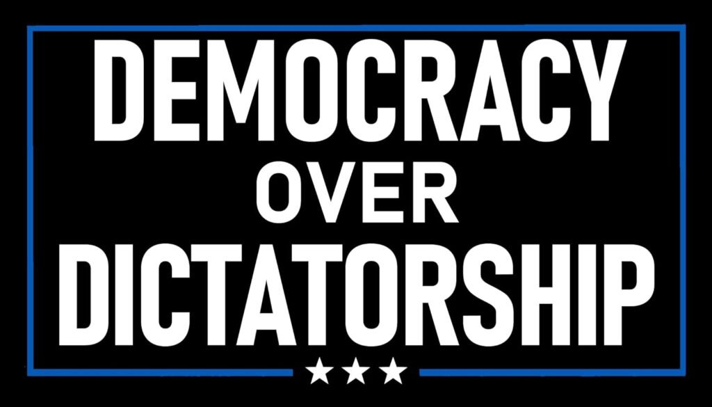 Democracy Over Dictatorship 4x7 Sticker Anti-Trump Anti-MAGA Sticker