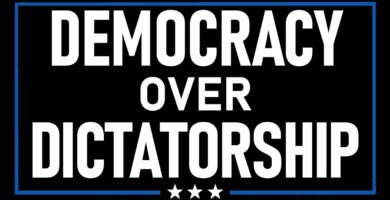 Democracy Over Dictatorship 4x7 Sticker Anti-Trump Anti-MAGA Sticker
