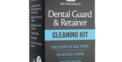 M3 Naturals Retainer Cleaner and Soak Container, No-Mess Cleaning Tablets with Universal Denture Bath Case and Strainer, Multipurpose, for Mouth Guard Stains, Odor, and Plaque