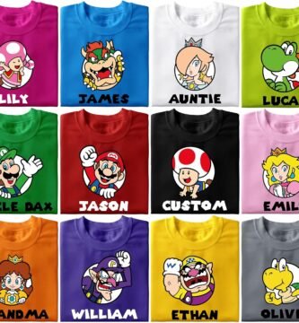 Personalized Friends Matching Tee, Customized Super Family Shirt, Birthday Shirt, Shirt Kart Shirts, Yoshi Bowser Jr Daisy Rosalina Peach Koopa Waluigi Wario Toad T Shirts